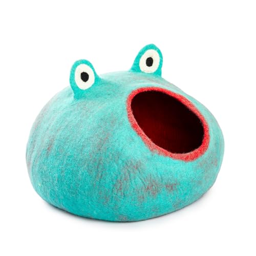 Luxurious Merino Wool Cat Cave (Turquoise Frog)
