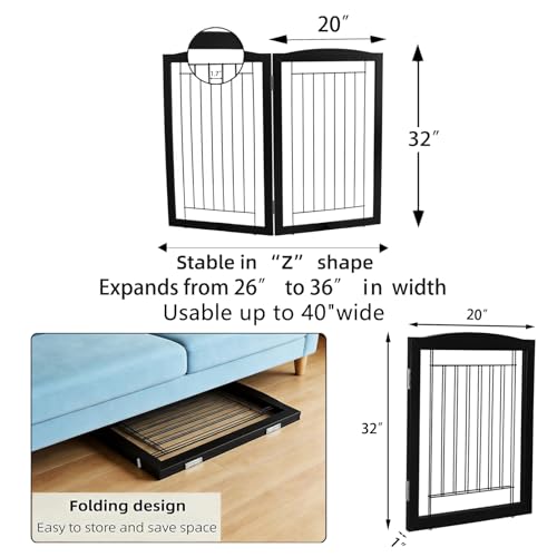 Freestanding Dog Fence Indoor (Black / 【2 Panels】40''w x 32''h)