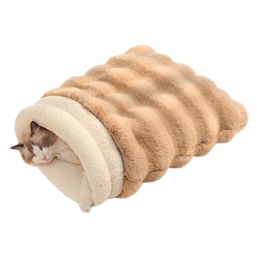 Cat Sleeping Bag for Indoor Cats (21.7"L x 17.7"W / Coffee)