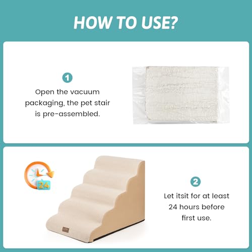 Extra Wide Dog Stair for Small Dog (Beige / Extra Wide:19.7"x33"x22.4")