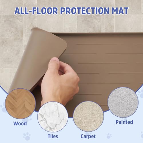 Large Dog Mats for Food and Water (Light Brown / 40"L x 30"W)