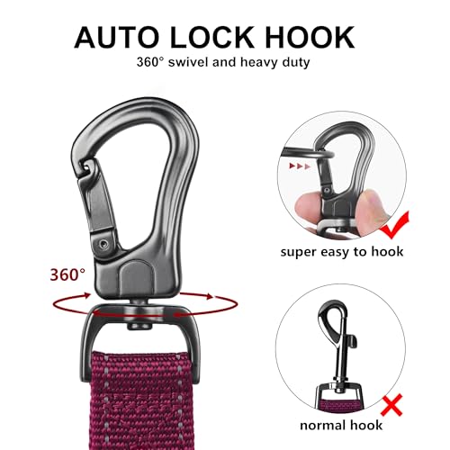 4FT 1IN Heavy Duty Dog Leash for Large Dogs with 2 Padded Handles (Rose / 1 in x 4 ft)