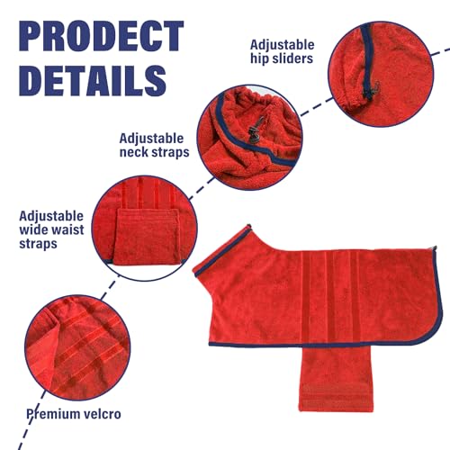 Dog Drying Coat (Red / Medium)
