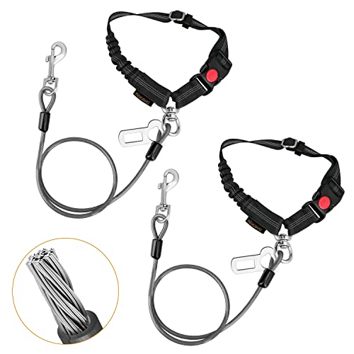 Chew Proof Dog Car Seat Belt (Black / 2 Pack)