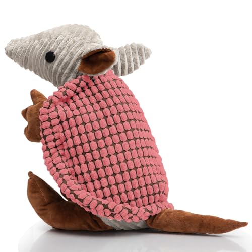 Armadillo Squeaky Dog Toys for Medium Large Dogs (14 IN / Bright Pink)