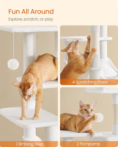 Cat Tree 54.2 (54.2 Inches / Cream White)