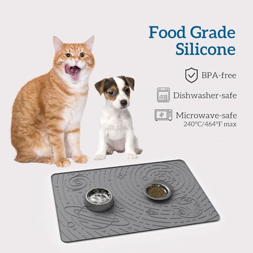 Galaxy Pet Feeding Mat (23.6"L x 15.8"W / Grey)