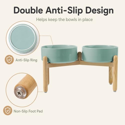 Ceramic Dog Bowls Elevated (Light Green)