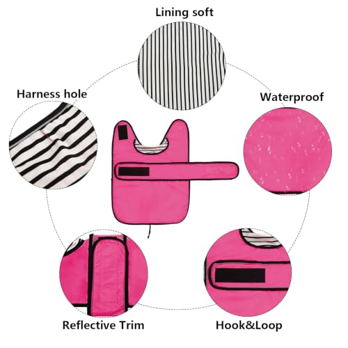 Dog Raincoat Corgi rain Coat pet Waterproof Jacket fit for Corgi Weiner Wide Body Long Back Breeds with Reflective Stripe Great Coverage Pink S (Small / Pink)