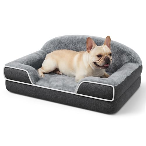 Orthopedic Dog Bed for Small to Medium Dogs (Dark Grey / 30.0"L x 20.0"W x 6.5"Th)