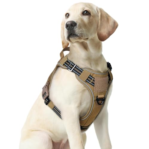 Tactical Dog Harness Medium Sized (M(chest:20.1"-33.9",neck:17.7"-22.3",back:7.5") / Brown)