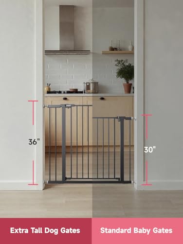 36" Extra Tall Baby Gate for Stairs (Black / 29.5-40.5"W x 36"H)