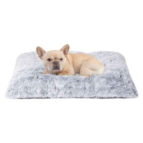 Fluffy Dog Crate Bed for Medium Dogs (Grey / 29.5 x 20)