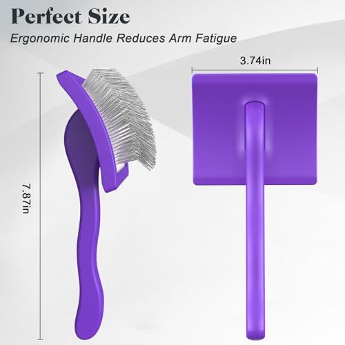 2PCS Slicker Brush for Dogs & Pet Comb (Purple / Large)