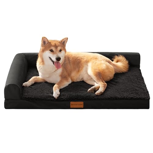 Orthopedic Medium Dog Bed Washable Pet Sofa Bed 30''X20''Black (Black / 30"L x 20"W x 3.5"Th)