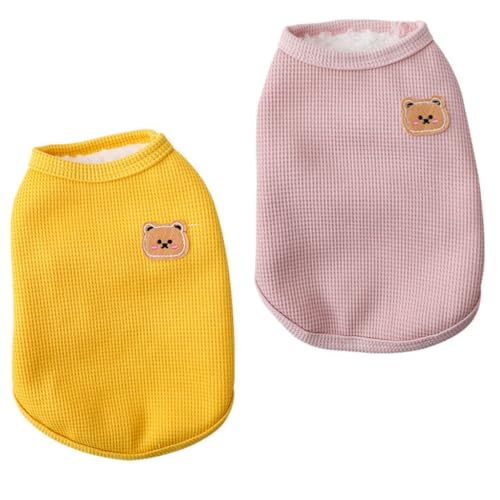 Fleece Cotton Dog Shirt (Medium / Fleece 2PCS Yellow&Pink)