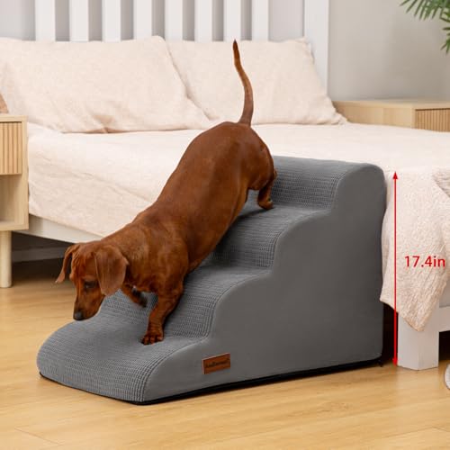 Dog Steps for Bed or Couch (Grey / Standard 4-Step 17.4"H)