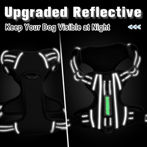 Dog Harness No Pull with ID Tag Pocket (Large(Chest:24.5-32.5") / Black)