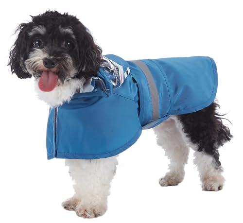 Dog Raincoat Hooded Reflective Waterproof Slicker Poncho (Shark 2 / 3XL(33-38 pound))