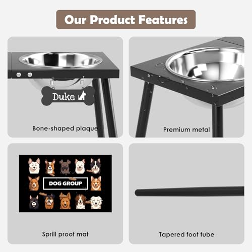 Metal Elevated Dog Bowls (Height-17inch / Black-XX)