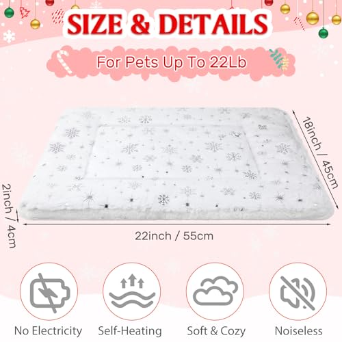 2 Pack Christmas Self Warming Cat Mat Snowflake Thermal Pet Blanket (White)
