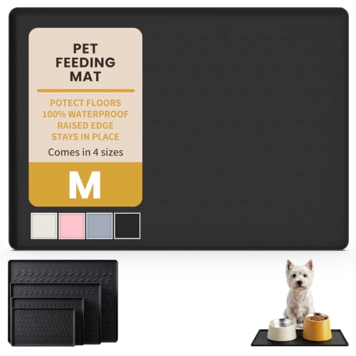 Silicone Pet Feeding Mat (Black / 22"L x 14"W)