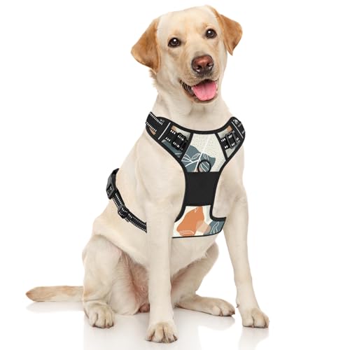 No Pull Dog Harness (Boho Abstract Leaves / X-Large)