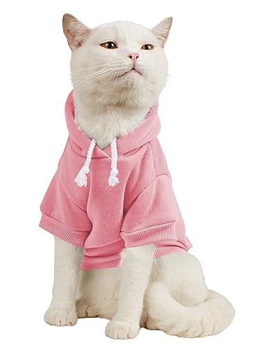 Basic Dog Hoodie Sweatshirt Puppy Sweater Warm Cat Costumes Pet Clothes for Chihuahua Puppy Kitten Small Medium Dogs Light Pink Large (Large / Light Pink)
