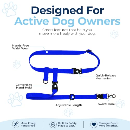 Hands Free Dog Leash (Regular Dog System (Large Belt (27"- 50" Waist)) / Royal Blue)
