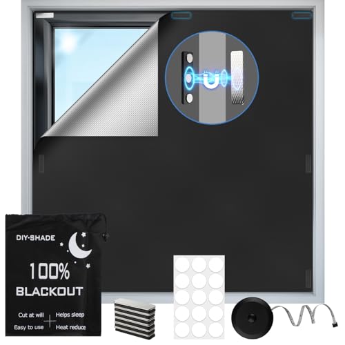 100% Magnetic Black Out Window Cover 39" x 58" Blackout Blinds No Drill (39" X 58")