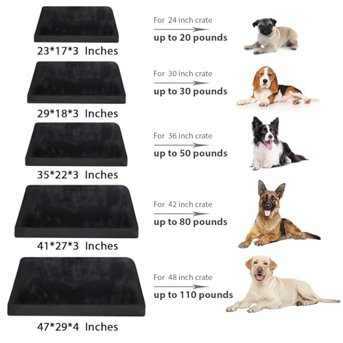 Waterproof Dog Bed for XXL Crate with Washable Cover (47.0"L x 29.0"W x 4.0"Th / Black)