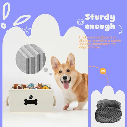 Dog Toy Basket with Lid (Beige / Medium)