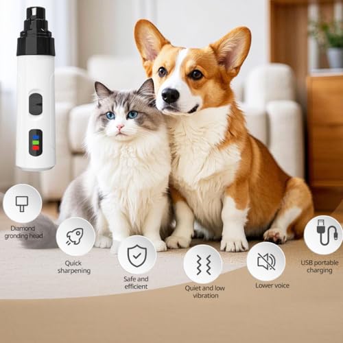 Silent Pet Nail Grinder for Dogs & Cats (White)