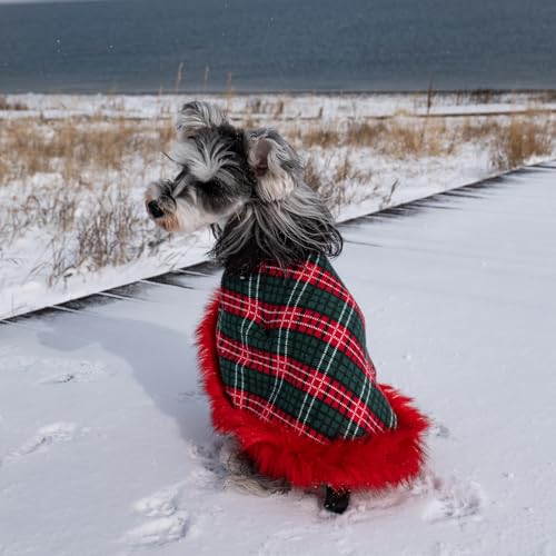 Dog Sweater Cloak (X-Small(Back Length 8.5") / Red Plaid)