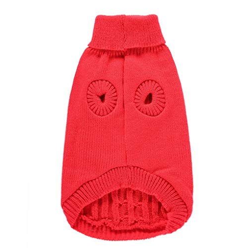 Dog Sweater Soft Warm Turtleneck Knitted Clothes for Small Medium Large Pet (Red / XX-Small)