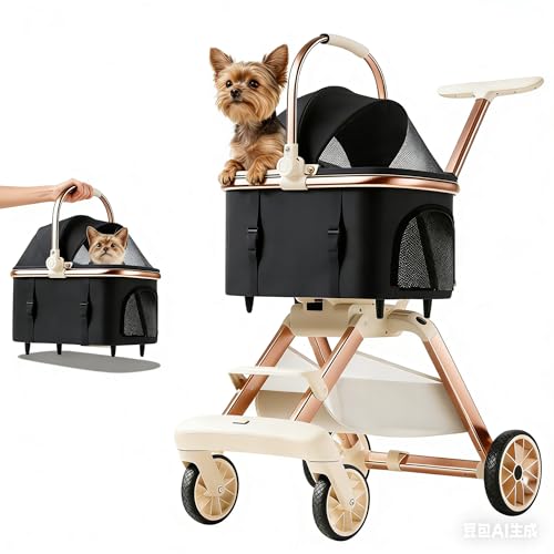 All Terrain Pet Stroller for Small Medium Dogs & Cats (black / Small)
