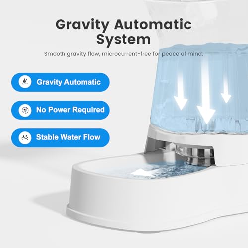 1.0Gal Gravity Automatic Dog Water Bowl Dispenser 100% BPA Free (White)