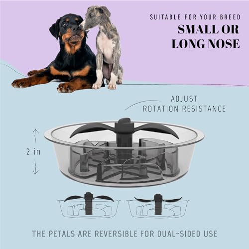 Slow Feeder Dog Bowls for Medium Breed (Petal Feeder Grey / 1.5 Cup - Fit 6.4-6.7'' Feeder Holes)