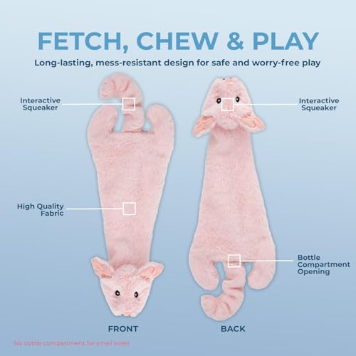 2-in-1 Stuffless Squeaky Dog Toy - Pig, Small (Pig / Small)