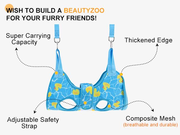 Dog Grooming Hammock for Small Dogs (S (Leg Spacing: 7-10.2" / Max W: 30lbs) / Blue Duck)