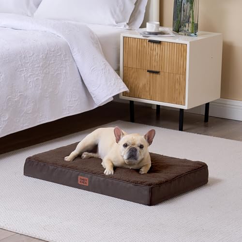Orthopedic Dog Bed Large with Removable Washable Cover (44*32*3.5 inches / Brown)
