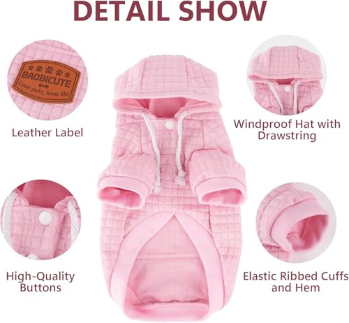 1 Pack Dog Hoodie Sweaters for Small Medium Dogs Warm Dog Clothes for Large Dogs Soft Waffle (Pink / S/M (Back: 13",Chest: 18.5", 18-26 bs))