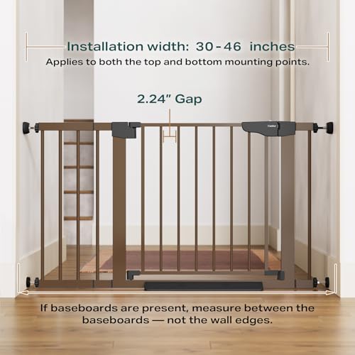 2 Pack 30 46" Baby Gate for Stairs (Brown / 30"-46"W x 30.5"H | 2 Pack)