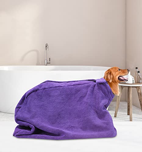 Premium Microfiber Dog Drying Bag (Large / Purple)