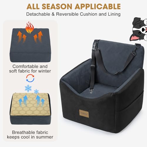 Dog Car Seats for Small Medium Dogs Under 35lbs (Black Dark Grey / Small/Medium)