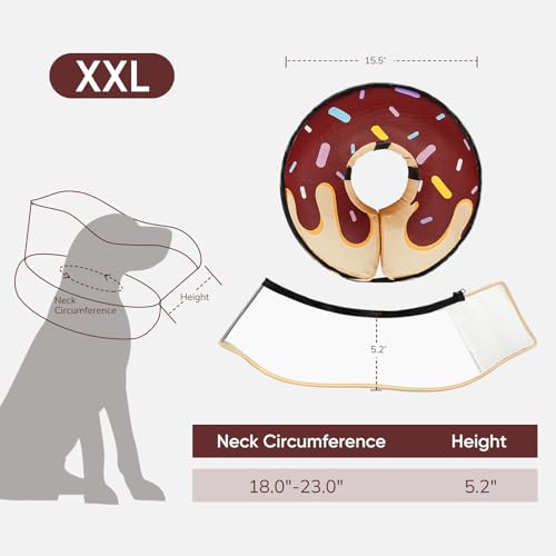 Raised Inflatable Dog Cone After Surgery (DonutBrown / XXL（(Neck 18"-23")）)