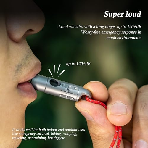 Titanium Whistle Emergency Survival Safety Whistles with Lanyard Loud for Outdoor Camping Hiking Coaches Training Sports Keychain Whistle (1 PCS - Ti9016)