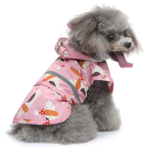 Dog Raincoat Hooded Reflective Waterproof Slicker Poncho (Dog / 3XL(33-38 pound))