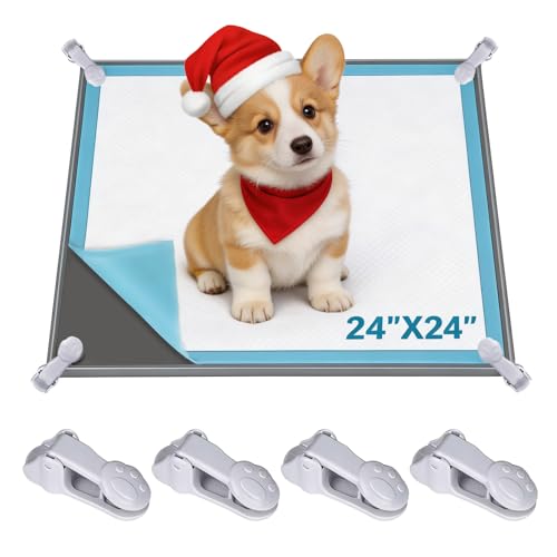 Dog Pee Pad Holder with 4 Holder Clamps (Gray)