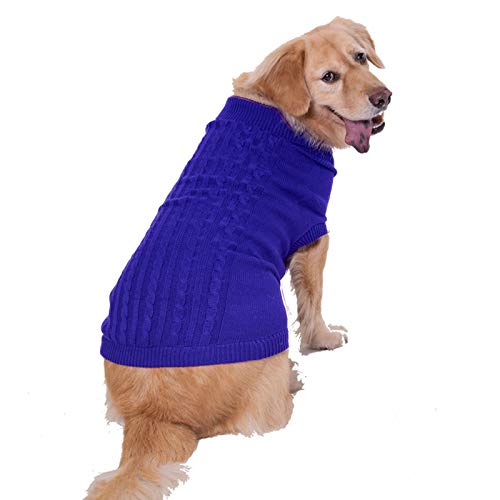 Dog Sweater Soft Warm Turtleneck Knitted Clothes for Small Medium Large Pet (Dark Blue / XXX-Large)